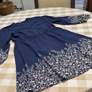 Old Navy Navy Blue Floral Long Sleeve Dress
